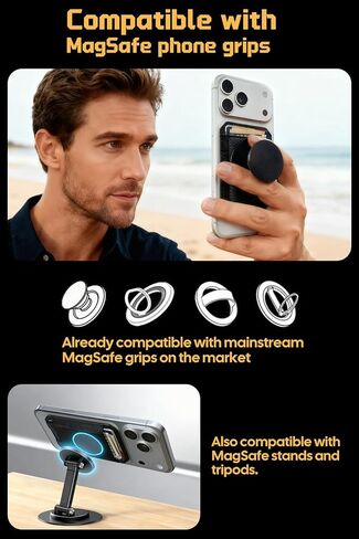 For MagSafe Wallet silm with stand, Magnetic Wallet for iPhone 16/15/14/13/12 series, 7 Cards Holder, Magnetic Phone Wallets, Leather Minimalist Slim RFID for iPhone Wallets, Black in Saudi Arabia