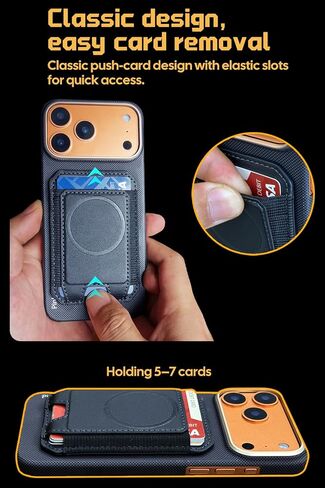 For MagSafe Wallet silm with stand, Magnetic Wallet for iPhone 16/15/14/13/12 series, 7 Cards Holder, Magnetic Phone Wallets, Leather Minimalist Slim RFID for iPhone Wallets, Black in Saudi Arabia