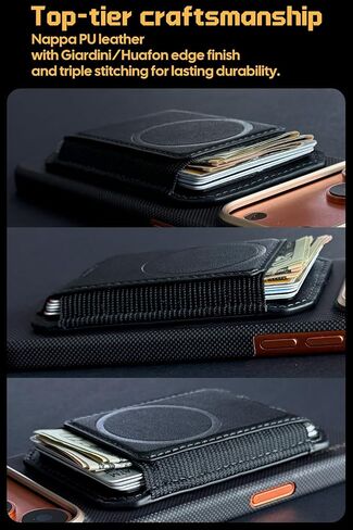 For MagSafe Wallet silm with stand, Magnetic Wallet for iPhone 16/15/14/13/12 series, 7 Cards Holder, Magnetic Phone Wallets, Leather Minimalist Slim RFID for iPhone Wallets, Black in Saudi Arabia