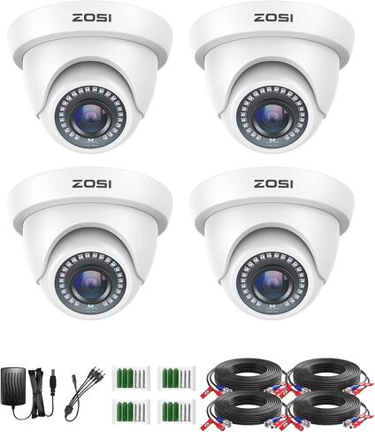 نظام كاميرا أمان سلكية Zosi 5MP ، 4pcs 1080p PAN/TILT 360 ° عرض كاميرا داخلية خارجية ، الكشف عن المركبات البشرية AI ، الرؤية الليلية ، صوت واحد ، H.265+ 8CH DVR مع محرك أقراص ثابت 1 تيرابايت لمدة 24/7 in Kuwait