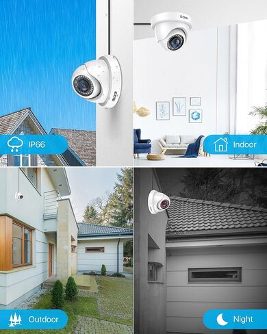 نظام كاميرا أمان سلكية Zosi 5MP ، 4pcs 1080p PAN/TILT 360 ° عرض كاميرا داخلية خارجية ، الكشف عن المركبات البشرية AI ، الرؤية الليلية ، صوت واحد ، H.265+ 8CH DVR مع محرك أقراص ثابت 1 تيرابايت لمدة 24/7 in Kuwait