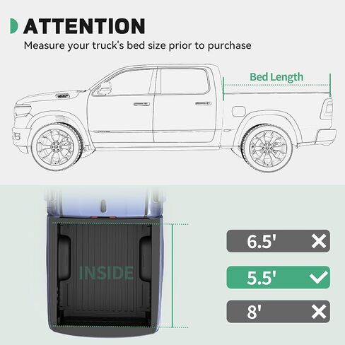 Soft Quad-fold Tonneau Cover Fit for Ford F-150 F150 2015-2025, Fleetside 5.5 Ft Bed in Kuwait