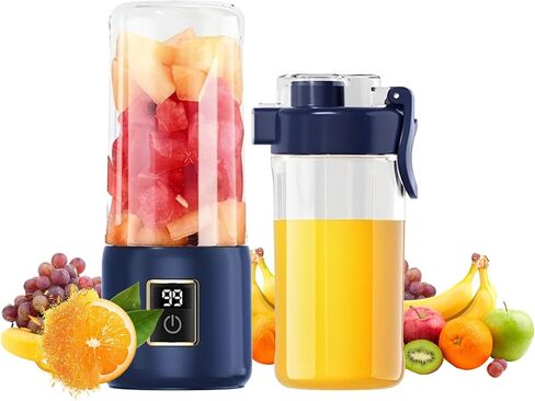 Portable blender, mini juicer, 500ml small juicer, 12 blades, great for blending, convenient, multifunctional, with digital touch screen, suitable for family travel, easy to clean Travel (olive green) in Saudi Arabia