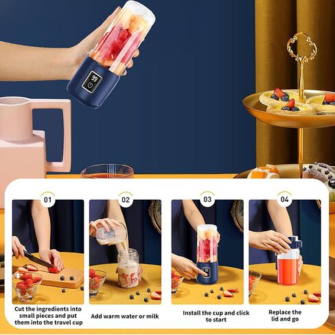 Portable blender, mini juicer, 500ml small juicer, 12 blades, great for blending, convenient, multifunctional, with digital touch screen, suitable for family travel, easy to clean Travel (olive green) in Saudi Arabia