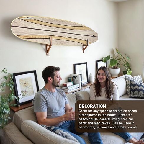 ديكور جدار لوح ركوب الأمواج الطويل - يتم تعليقه عموديًا أو أفقيًا - سطح لامع مثل لوح ركوب الأمواج الحقيقي - منزل الشاطئ، الحياة الساحلية، موضوع الشاطئ الاستوائي - خشب داكن بطول 66 بوصة in Kuwait