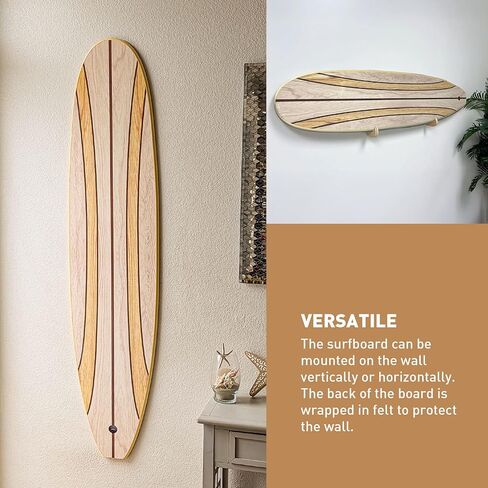 ديكور جدار لوح ركوب الأمواج الطويل - يتم تعليقه عموديًا أو أفقيًا - سطح لامع مثل لوح ركوب الأمواج الحقيقي - منزل الشاطئ، الحياة الساحلية، موضوع الشاطئ الاستوائي - خشب داكن بطول 66 بوصة in Kuwait