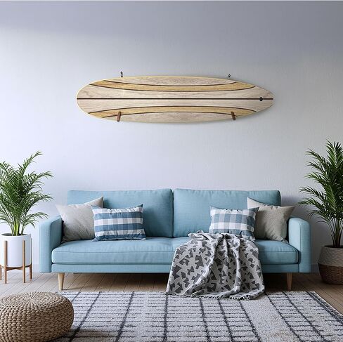 ديكور جدار لوح ركوب الأمواج الطويل - يتم تعليقه عموديًا أو أفقيًا - سطح لامع مثل لوح ركوب الأمواج الحقيقي - منزل الشاطئ، الحياة الساحلية، موضوع الشاطئ الاستوائي - خشب داكن بطول 66 بوصة in Kuwait