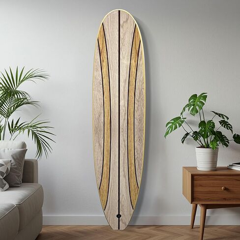 ديكور جدار لوح ركوب الأمواج الطويل - يتم تعليقه عموديًا أو أفقيًا - سطح لامع مثل لوح ركوب الأمواج الحقيقي - منزل الشاطئ، الحياة الساحلية، موضوع الشاطئ الاستوائي - خشب داكن بطول 66 بوصة in Kuwait