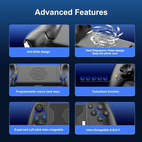 controller وحدة تحكم لعبة Bluetooth في Switch/iPhone/Android - Hall Effect Mownstick & Triggers - متوافقة مع Zenless Zero Zero ، Genshin Impact ، Call of Duty Mobile - جهاز تحكم الهاتف المريح in Kuwait