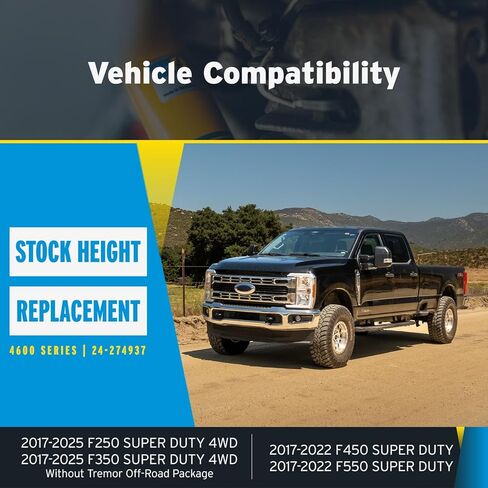 زوج من الصدمات الأحادية الخلفية من سلسلة Bilstein 4600 يناسب 2017-2025 F250 F350 Super Duty 4WD | استبدال ارتفاع المخزون | يشتمل على ملصق TrendsAuto in Saudi Arabia