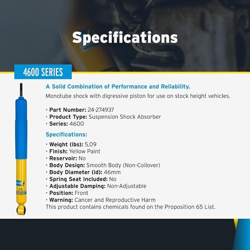 زوج من الصدمات الأحادية الخلفية من سلسلة Bilstein 4600 يناسب 2017-2025 F250 F350 Super Duty 4WD | استبدال ارتفاع المخزون | يشتمل على ملصق TrendsAuto in Saudi Arabia
