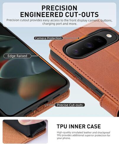 Ocase متوافق مع Google Pixel 10 و Google Pixel 10 Pro Wallet Case ، PU Leather Flip Folio Case مع حاملي البطاقات RFID Forcing Kickstand [Shockproof TPU Inner Shell] 2025 ، Black in Saudi Arabia