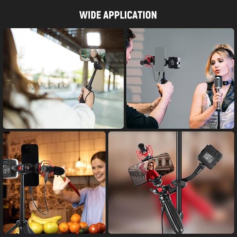 NEEWER 57.9" Selfie Stick Tripod Compatible with iPhone Samsung Android, Metal Portable Lightweight Travel Cell Phone Stand with Phone Holder Mount & Remote for Video Recording Filming, PA992 Black in Saudi Arabia