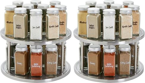 2 Tier Lazy Susan Turntable Organizer for Cabinet, Revolving Spice Rack Carousel for Kitchen Pantry Storage, Stainless Steel (10.5 in) in Saudi Arabia