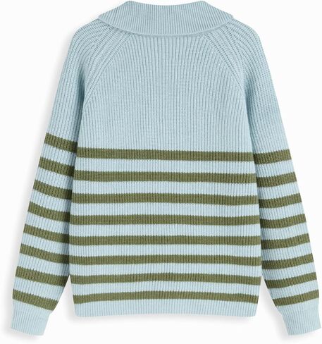 CIDER Women's Striped Quarter Zip Pullover Sweater Mock Neck Knit Fall Fashion Casual Sweater in Saudi Arabia