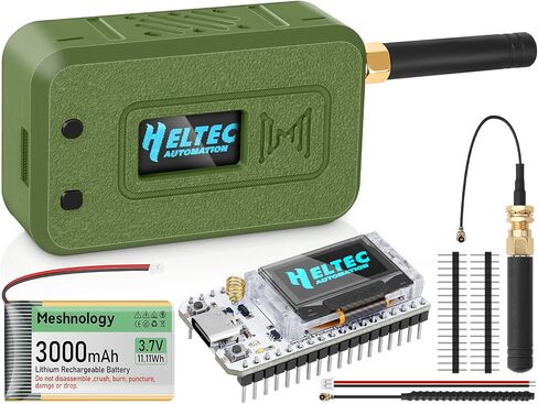2 Set ESP32 LoRa V3 Module Board with 915 MHz Antenna + 3000mAh Battery + Case - Integrated WiFi Blue Tooth SX1262 CP2102 0.96" OLED Display Type C for Ar duino Lora Meshtastic IoT (N35, Green) in Saudi Arabia