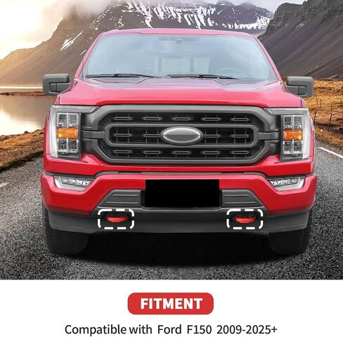 Front Bumper Tow Hook Covers 2Pcs Compatible with 2009-2025 Ford F150 Exterior Accessories(Black,Style B) in Saudi Arabia