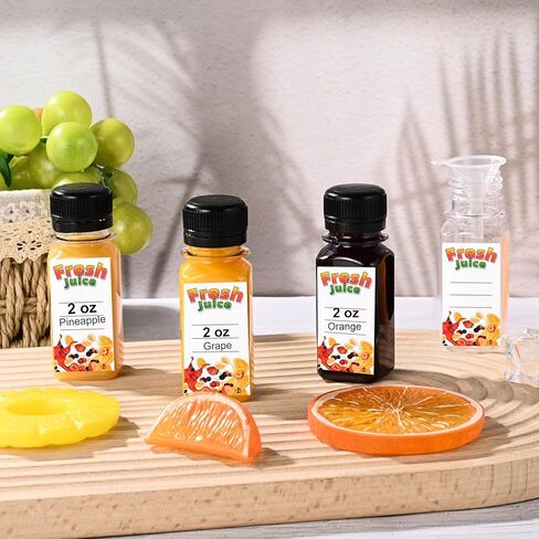 100 Pack 2 oz Small Plastic Shot Bottles with Caps Ginger Shots Bottles for Liquids, Reusable Clear Juice Containers with Scale, Funnels, Stickers for Ginger, Liquids, Beverages in Kuwait