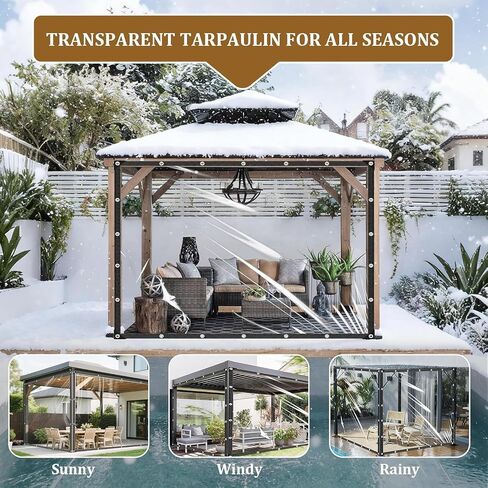 قماش القنب الشفاف مقاس 3 × 6 أقدام مع حلقات سميكة بقطر 14 مل، قماش شفاف شديد التحمل مقاوم للماء ومقاوم للتمزق من الفينيل PVC وحواف معززة لشرفة الفناء الصغيرة وغطاء نباتات الدفيئة الخارجية in Saudi Arabia