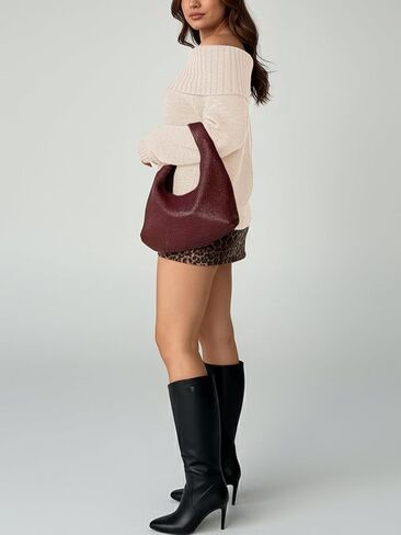 LILLUSORY Off The Shoulder Sweater Womens Oversized Loose Knit Chunky Pullover Sweaters Long Sleeve Top in Saudi Arabia