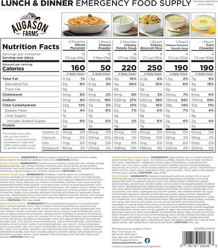 Augason Farms 4-Gallon Lunch & Dinner Variety Pail - Dehydrated Survival Food Kit - Long Shelf Life Ready to Eat Meals - Disaster Prep, Hiking & Camping Essentials - 113 Servings in Kuwait