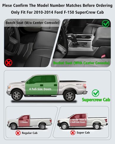 سجادات أرضية لسيارة Ford F250/F350/F450 Super Duty Crew Cab مع مساحة تخزين خلفية أسفل المقعد لجميع الأحوال الجوية TPE، تناسب مخصص F-250/F-350/F-450 الصف الأول والثاني مضاد للانزلاق مجموعة كاملة من سجادات السيارة in Kuwait
