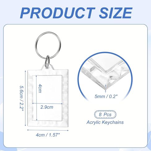 PATIKIL Photo Frame Keyring, Rectangle Acrylic Custom Keychain Personalized DIY Keychains for Souvenir Anniversary Holiday in Saudi Arabia