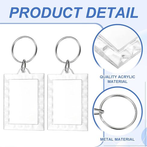 PATIKIL Photo Frame Keyring, Rectangle Acrylic Custom Keychain Personalized DIY Keychains for Souvenir Anniversary Holiday in Saudi Arabia