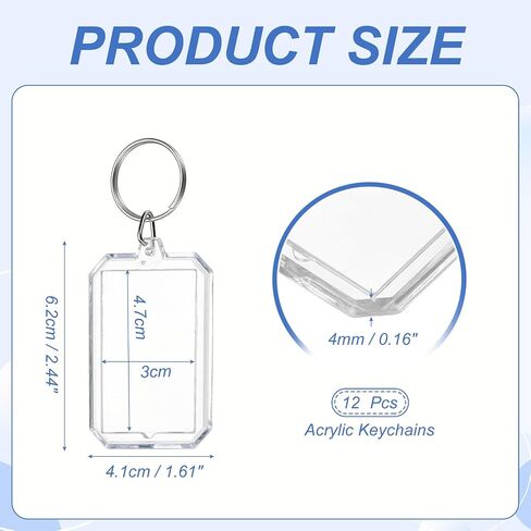 PATIKIL Photo Frame Keyring, Rectangle Acrylic Custom Keychain Personalized DIY Keychains for Souvenir Anniversary Holiday in Saudi Arabia