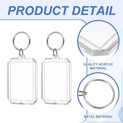 PATIKIL Photo Frame Keyring, Rectangle Acrylic Custom Keychain Personalized DIY Keychains for Souvenir Anniversary Holiday in Saudi Arabia
