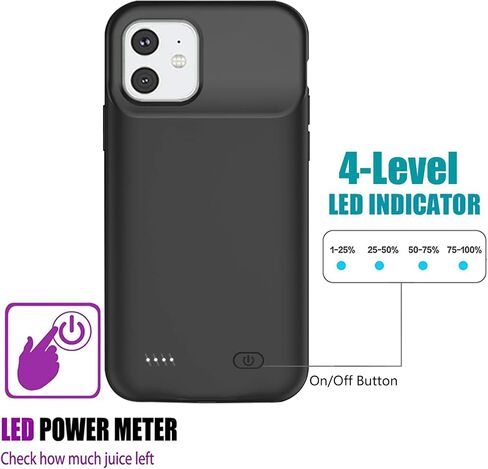 علبة البطارية لـ iPhone 12 mini /13 mini ، تم ترقيتها 6500 مللي أمبير في الساعة قابلة لإعادة الشحن القابلة لإعادة الشحن المتوافقة مع iPhone 12 mini /13 mini (5.4 بوصة) حزمة الشاحن الواقية للبطارية (أسود) in Kuwait