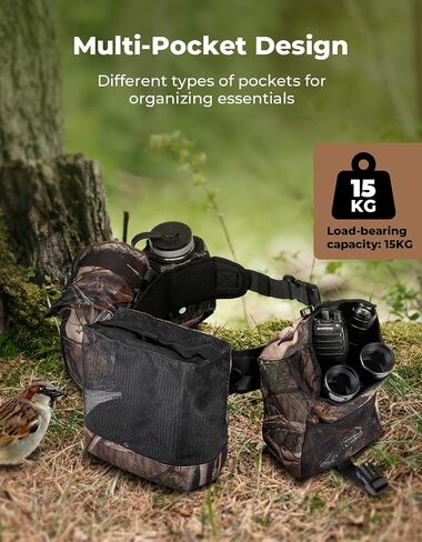 KEMIMOTO Dove Hunting Belt, Tactical Shell Pouch Dove Belt for Bird Turkey Pigeon Hunting with Shoulder Strap, Battle Belt 4 Pouches to Carry Tools Accessories and Gear in Saudi Arabia