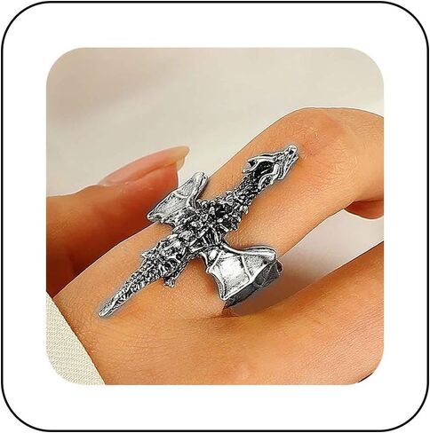 Boho Flying Dragon Finger Ring Vintage Soaring Dragon Wrap Open Ring Gold Dragon Open Knuckle Ring Punk Adjustable Stacking Ring Jewelry for Women in Kuwait