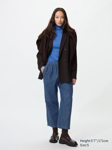 Uniqlo Cotton Relaxed Ankle Pants | Denim in Saudi Arabia