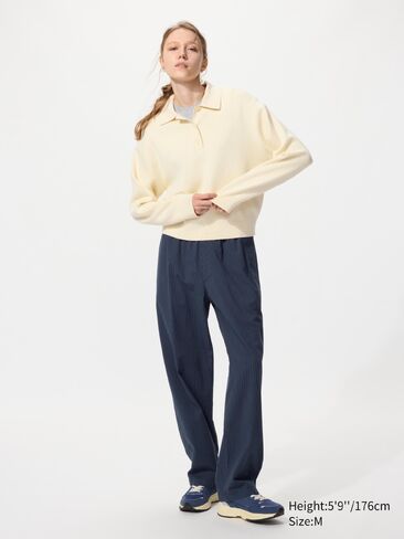 Uniqlo Stretch Easy Ankle Pants | Seersucker in Kuwait