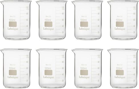 Labnique Borosilicate 3.3 Glass Griffin Beaker, Low Form with Printed Graduation, Double Boxed, 500ml (Pack of 8) in Kuwait