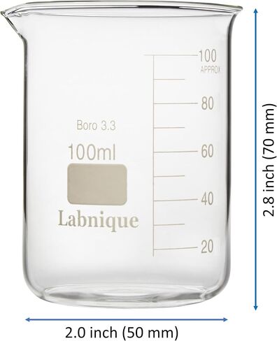 Labnique Borosilicate 3.3 Glass Griffin Beaker, Low Form with Printed Graduation, Double Boxed, 500ml (Pack of 8) in Kuwait
