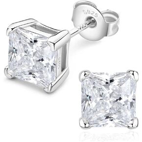 925 مختبر الفضة الاسترليني محاكاة-أقراط الماس للنساء، جولة / وسادة / الأميرة قطع 5A مكعب زركونيا أقراط مجوهرات مضادة للحساسية هدايا لعيد ميلاد عيد الميلاد الزفاف in Kuwait