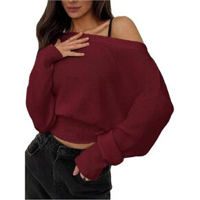 Women's Off The Shoulder Sweater Long Sleeve Knit Pullover Tops Trendy Fall Outfits in Saudi Arabia