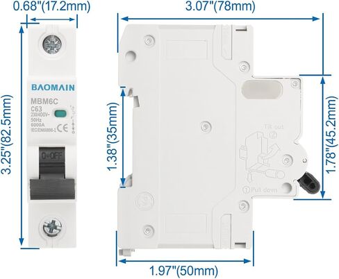 Baomain Miniature Circuit Breaker 1 Pole DZ47-63 C32 AC 230V 32Amp 400V DIN Rail Mounting in Saudi Arabia