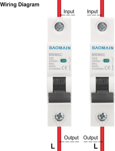 Baomain Miniature Circuit Breaker 1 Pole DZ47-63 C32 AC 230V 32Amp 400V DIN Rail Mounting in Saudi Arabia