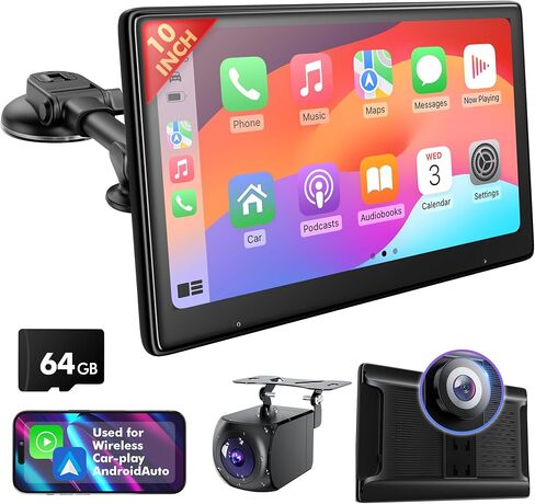 10 بوصة IPS شاشة اللمس مزدوجة DIN Car Stereo متوافق مع Carplay اللاسلكي ، Android Auto ، MirrorLink - استقبال ستيريو Radio Radio مع Bluetooth ، FM ، كاميرا احتياطية 720p in Saudi Arabia