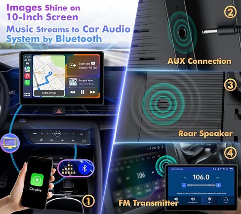 10 بوصة IPS شاشة اللمس مزدوجة DIN Car Stereo متوافق مع Carplay اللاسلكي ، Android Auto ، MirrorLink - استقبال ستيريو Radio Radio مع Bluetooth ، FM ، كاميرا احتياطية 720p in Saudi Arabia