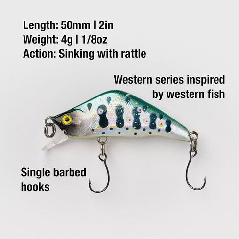 WIDDLE WOBBLER 50-Ultralight 4G Wobble Minnow Fishing Erure (50 مم)-سلسلة جرحى وغربية-HOOK الفردية الفردية-للتراوت والباس والمواصفات متعددة الأنواع in Saudi Arabia