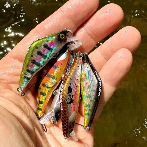 WIDDLE WOBBLER 50-Ultralight 4G Wobble Minnow Fishing Erure (50 مم)-سلسلة جرحى وغربية-HOOK الفردية الفردية-للتراوت والباس والمواصفات متعددة الأنواع in Saudi Arabia