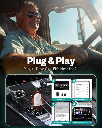 Ottocast Mini 2025 Wireless Carplay & Android Auto 2-in-1 Adapter ، Plug & Play ، 5Ghz WiFi ، Auto Connect for iPhone & Android ، يناسب 98 ٪+ Carplay Cars السلكية (Green) in Kuwait