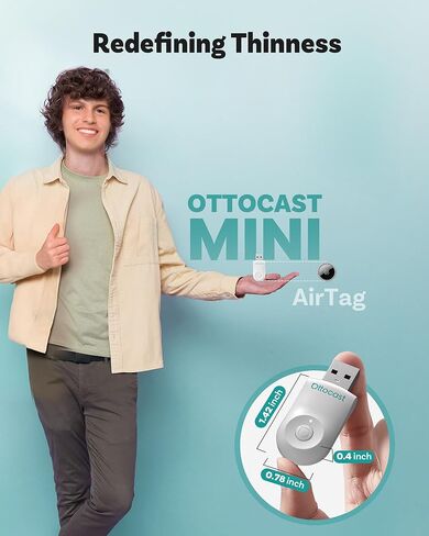 Ottocast Mini 2025 Wireless Carplay & Android Auto 2-in-1 Adapter ، Plug & Play ، 5Ghz WiFi ، Auto Connect for iPhone & Android ، يناسب 98 ٪+ Carplay Cars السلكية (Green) in Kuwait