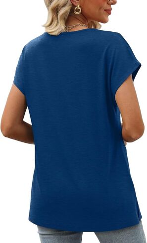 Womens Cap Sleeve Summer Tops 2025 Trendy Tank Tops Lace V Neck Loose Fit Shirts in Saudi Arabia