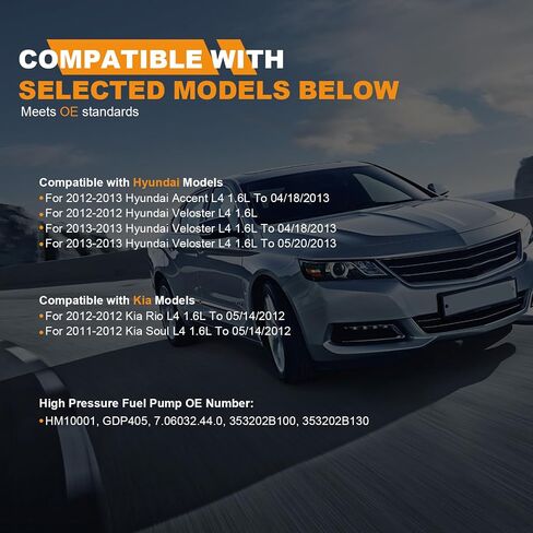 مضخة وقود عالية الضغط OTO-K متوافقة مع Hyundai Sonata 2010-2014، Santa Fe Sport 2013-2014، Tucson 2014 & Kia Optima 2011-2013، Sorento 2012-2014، استبدال # 353202G720، 353202G730 in Kuwait
