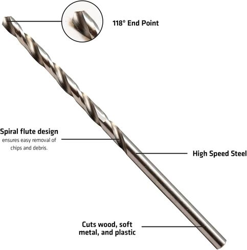 Century Drill & Tool 11432 Wire Gauge Drill Bit, No. 32, Premium High-Speed Steel, Precision Ground Tips, Use in Metal, Wood, and Plastic, Drill Exact Size Holes, Ideal for Tapping in Kuwait